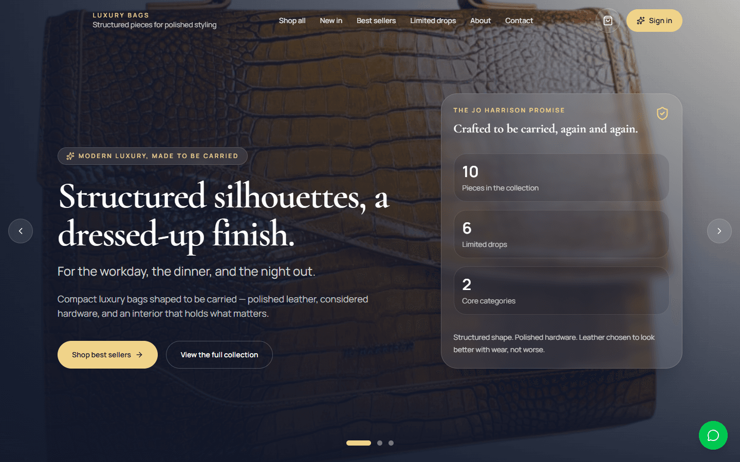 Jo Harrison Shop landing page screenshot